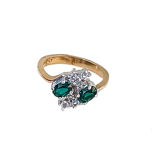 DAC Emerald and CZ Gold Ring - Picture 3 of 12
